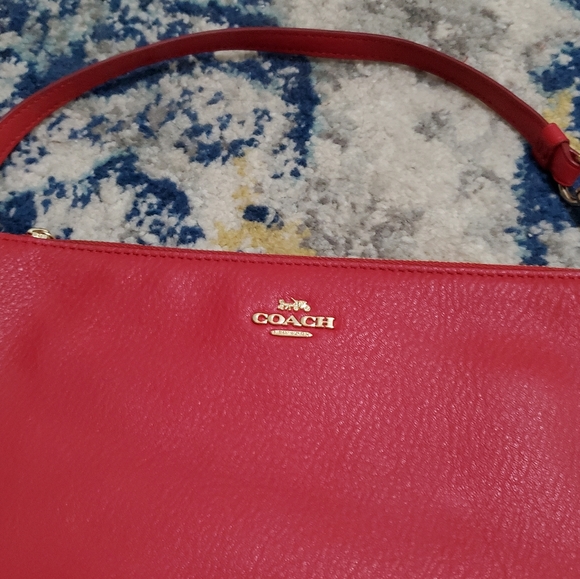 Coach Large Wristlet 25 Clutch Handbag Red/Gold - Picture 3 of 9